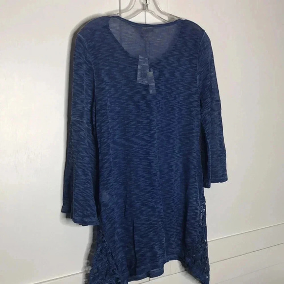 CUPIO BLUSH Blue Sheer Top With Lace Detail - Picture 5 of 10